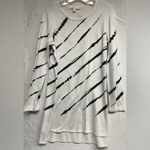 Karen Kane Artistic Abstract Stripe Tunic | Minimalist Monochrome High-Low | M